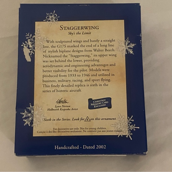 Nice Rare 2002 Hallmark "Staggerwing” Ornament 6 In Sky’s the Limit Series - Picture 4 of 5
